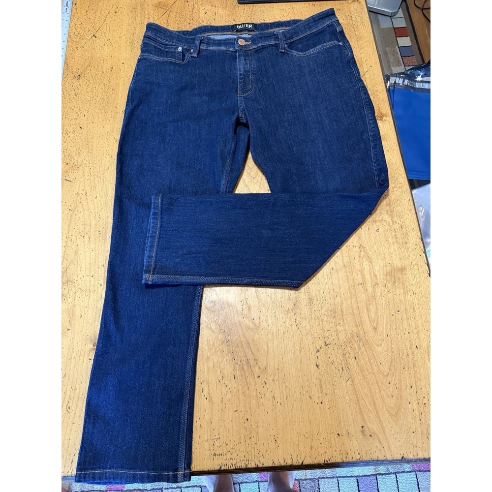 DU/ER No Sweat N2X Relaxed Taper Pants Stretch 40x30 Dark Wash DUER Denim Jeans